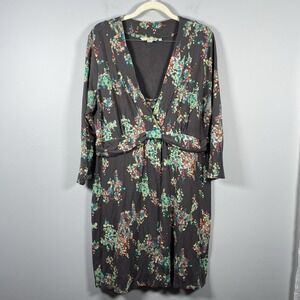 Boden Dress Women's 14R Floral V Neck Knit Empire Waist 3/4 Sleeve Career Office